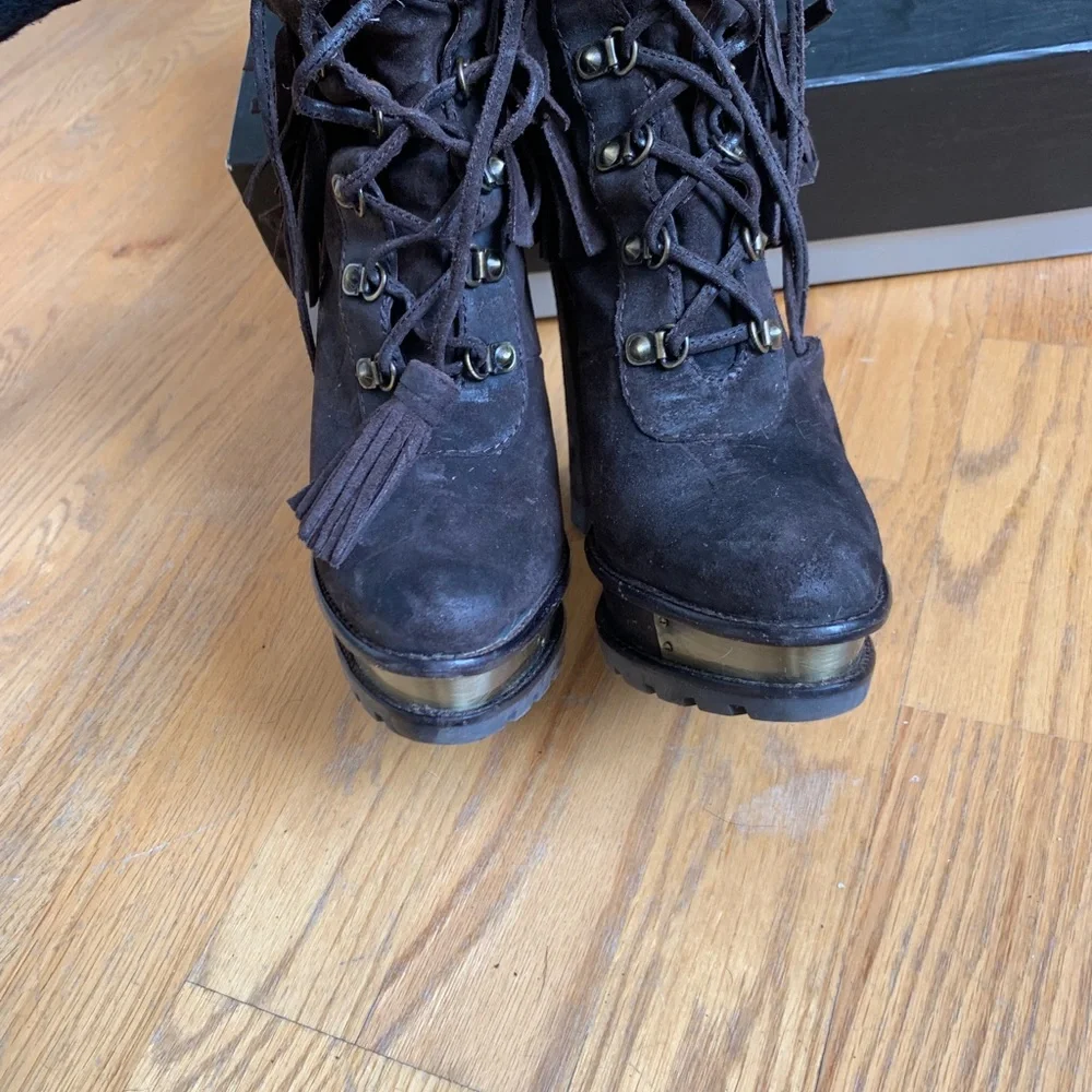 Brian Atwood tempesta fringe booties ankle boots